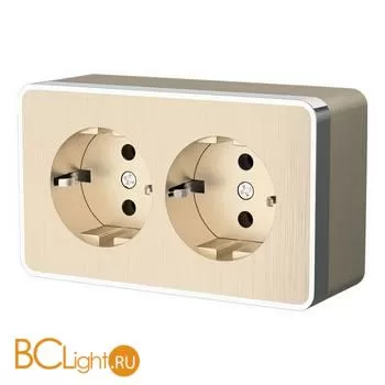 Розетка двойная с заземлением (шампань рифленый) Werkel Gallant W5072110 a051037