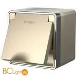 Розетка влагозащ. с зазем. с защит. крышкой и шторками (шампань рифленый) Werkel Gallant W5071210 a051048