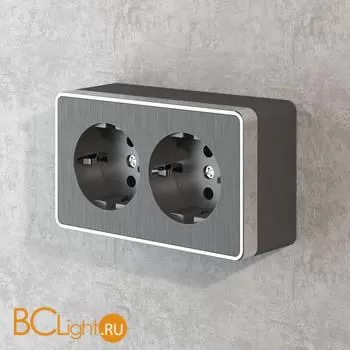 Розетка двойная с заземлением (графит рифленый) Werkel Gallant W5072104 a051342 - Фото 0