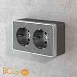 Розетка двойная с заземлением (графит рифленый) Werkel Gallant W5072104 a051342 - Фото 0