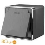 Розетка влагозащ. с зазем. с защит. крышкой и шторками (графит рифленый) Werkel Gallant W5071204 a051334