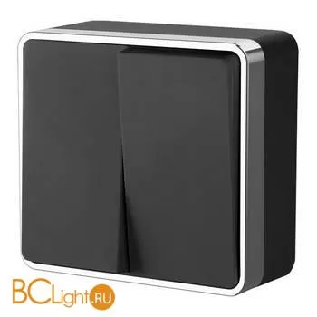 Выключатель двухклавишный (черный/хром) Werkel Gallant W5020035 a050972