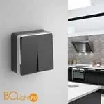 Выключатель двухклавишный (черный/хром) Werkel Gallant W5020035 a050972 - Фото 0