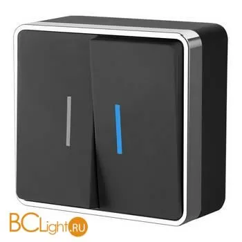 Выключатель двухклавишный с подсветкой (черный/хром) Werkel Gallant W5020135 a050975