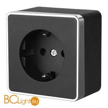 Розетка с заземлением (черный/хром) Werkel Gallant W5071035 a050973