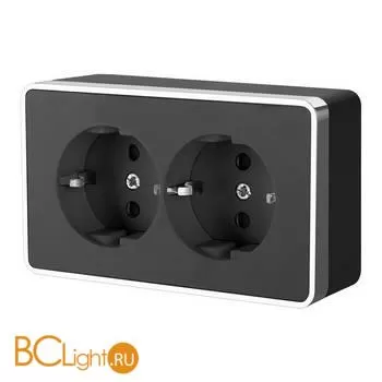 Розетка двойная с заземлением Gallant (черный/хром) Werkel Gallant W5072135 a050977