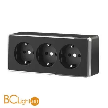 Розетка тройная с заземлением и шторками (черный/хром) Werkel Gallant W5073135 a052592