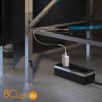 Удлинитель 3-х местный 3 м (черный/хром) Werkel Gallant W6523635 a048487 - Фото 0