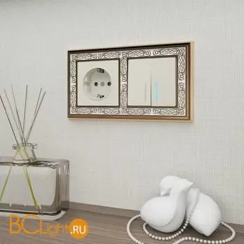 Рамка на 2 поста (золото/белый) Werkel Palacio Gracia W0021429 a051333 - Фото 0