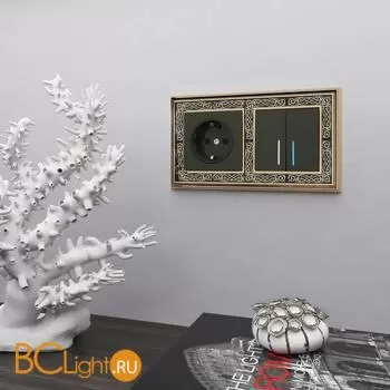 Рамка на 2 поста (золото/черный) Werkel Palacio Gracia W0021430 a051321 - Фото 0