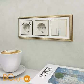 Рамка на 3 поста (золото/белый) Werkel Palacio W0031329 a051218 - Фото 0