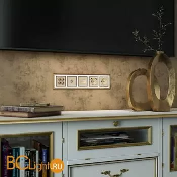 Рамка на 5 постов (золото/белый) Werkel Palacio W0051329 a051204 - Фото 0