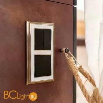 Рамка на 2 поста (бронза/белый) Werkel Palacio W0021327 a051206 - Фото 2