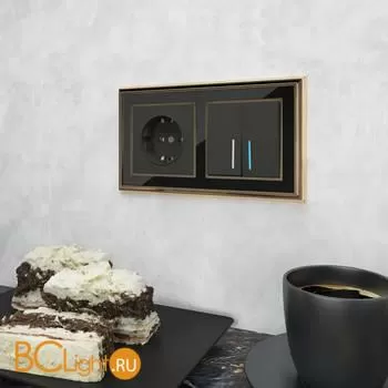 Рамка на 2 поста (золото/черный) Werkel Palacio W0021330 a051208 - Фото 0