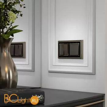 Рамка на 2 поста (бронза/черный) Werkel Palacio W0021328 a051198 - Фото 0