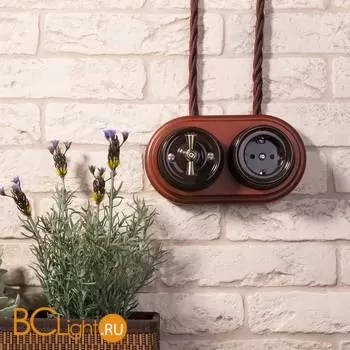 Выключатель на 4 положения двухклавишный (коричневый) Werkel Retro W5620014 a051052 - Фото 2