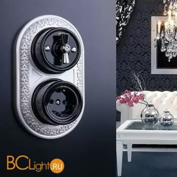 Выключатель на 4 положения двухклавишный (черный) Werkel Retro W5620008 a051452 - Фото 2