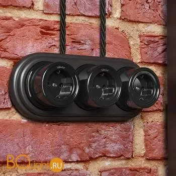 Розетка с заземлением (черный) Werkel Retro W5671008 a051453 - Фото 0