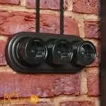 Розетка с заземлением (черный) Werkel Retro W5671008 a051453 - Фото 0