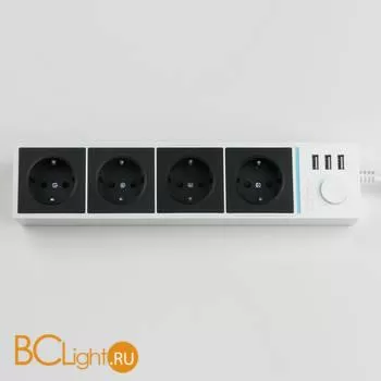 Розеточный блок 4-х местный + 3 USB (белый/черный) Werkel Gallant W6514939 a051461 - Фото 2