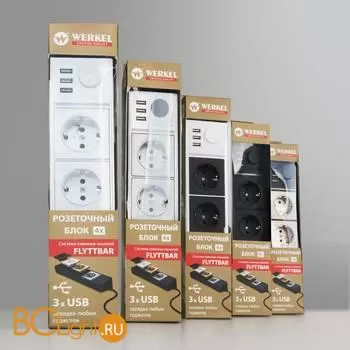 Розеточный блок 4-х местный + 3 USB (серебряный/серебряный рифленый) Werkel Gallant W6514945 a051458 - Фото 10