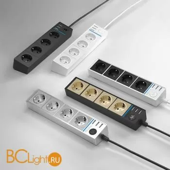 Розеточный блок 4-х местный + 3 USB (серебряный/серебряный рифленый) Werkel Gallant W6514945 a051458 - Фото 9