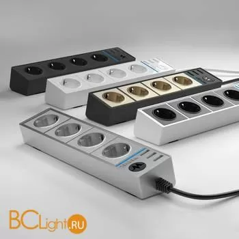 Розеточный блок 4-х местный + 3 USB (серебряный/серебряный рифленый) Werkel Gallant W6514945 a051458 - Фото 11