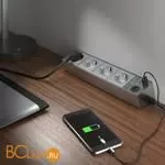 Розеточный блок 4-х местный + 3 USB (серебряный/серебряный рифленый) Werkel Gallant W6514945 a051458 - Фото 2