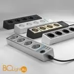 Розеточный блок 4-х местный + 3 USB (серебряный/серебряный рифленый) Werkel Gallant W6514945 a051458 - Фото 11