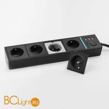 Розеточный блок 4-х местный + 3 USB (черный) Werkel Gallant W6514908 a051459 - Фото 6