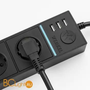 Розеточный блок 4-х местный + 3 USB (черный) Werkel Gallant W6514908 a051459 - Фото 5