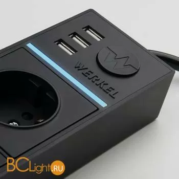 Розеточный блок 4-х местный + 3 USB (черный) Werkel Gallant W6514908 a051459 - Фото 4