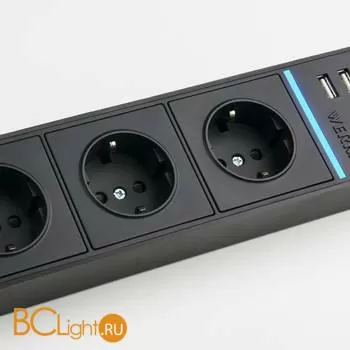 Розеточный блок 4-х местный + 3 USB (черный) Werkel Gallant W6514908 a051459 - Фото 3