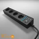 Розеточный блок 4-х местный + 3 USB (черный) Werkel Gallant W6514908 a051459