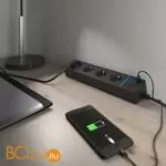 Розеточный блок 4-х местный + 3 USB (черный) Werkel Gallant W6514908 a051459 - Фото 1