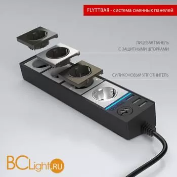 Розеточный блок 4-х местный + 3 USB (черный/шампань рифленый) Werkel Gallant W6514944 a051462 - Фото 11