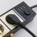 Розеточный блок 4-х местный + 3 USB (черный/шампань рифленый) Werkel Gallant W6514944 a051462 - Фото 1