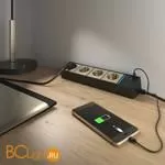 Розеточный блок 4-х местный + 3 USB (черный/шампань рифленый) Werkel Gallant W6514944 a051462 - Фото 9