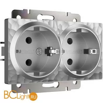 Розетка двойная с заземлением (серебряный) Werkel W1272006 a052074