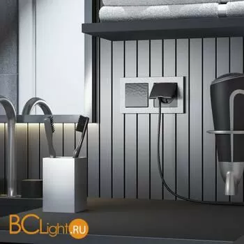 Розетка влагозащ. с зазем. с защит. крышкой и шторками (черный) Werkel W1271208 a052053 - Фото 0