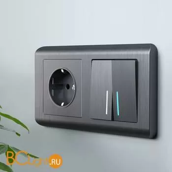 Розетка с заземлением (графит рифленый) Werkel W1171004 a050761 - Фото 0