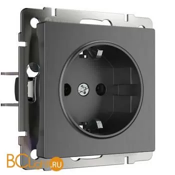 Розетка с заземлением и шторками (графит рифленый) Werkel W1171104 a050750