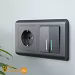 Розетка с заземлением и шторками (графит рифленый) Werkel W1171104 a050750 - Фото 0