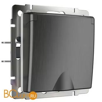 Розетка влагозащ. с зазем. с защит. крышкой и шторками (графит рифленый) Werkel W1171204 a050754