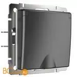 Розетка влагозащ. с зазем. с защит. крышкой и шторками (графит рифленый) Werkel W1171204 a050754