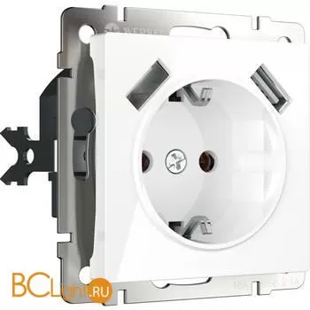 Розетка с заземлением, шторками и USBх2 (белая) Werkel W1171501 a051141