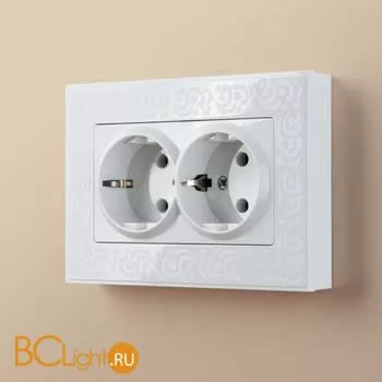 Розетка двойная с заземлением (белая) Werkel W1172001 a051129 - Фото 3