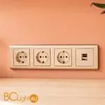 Розетка с заземлением (шампань рифленый) Werkel W1171010 a051434 - Фото 1