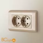 Розетка двойная с заземлением (шампань рифленый) Werkel W1172010 a051432 - Фото 1