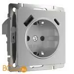 Розетка с быстрой зарядкой USB Type A+С (серебряный рифленый) Werkel W1171709 a056277